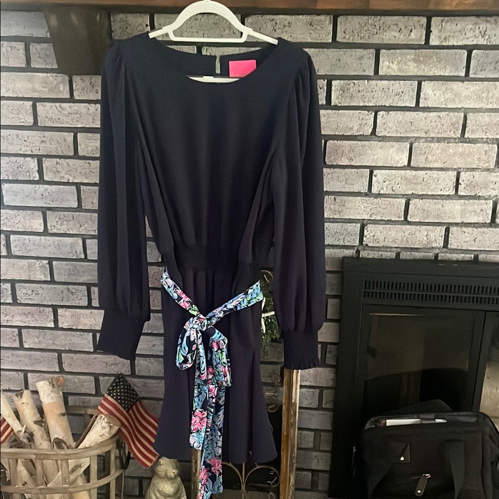 Lilly Pulitzer Blue Sheath Dress with Bishop Sleeves